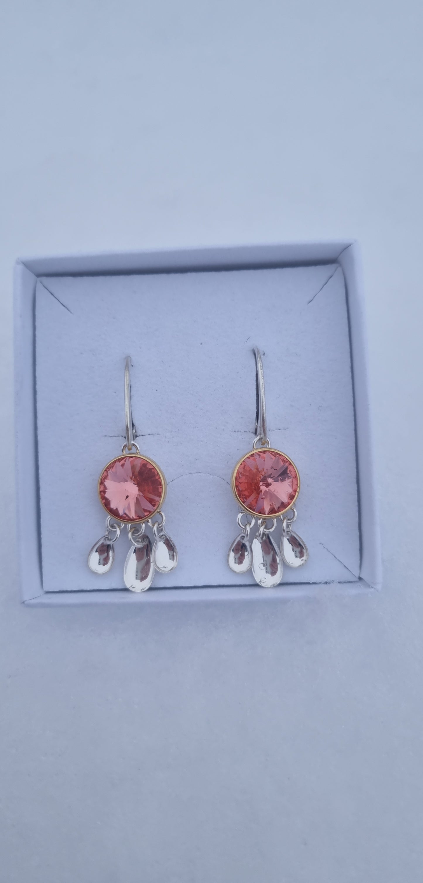 Peach silver and gold earring