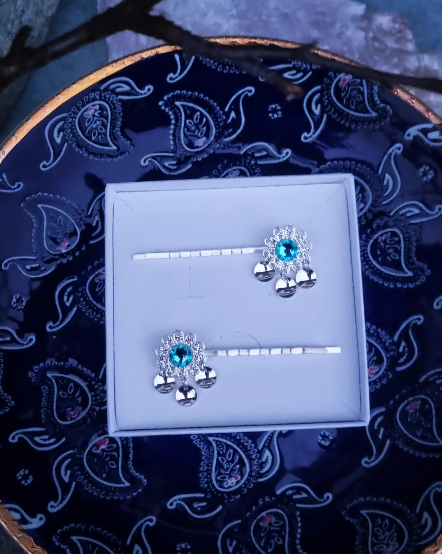 Risku hairpin aquamarine