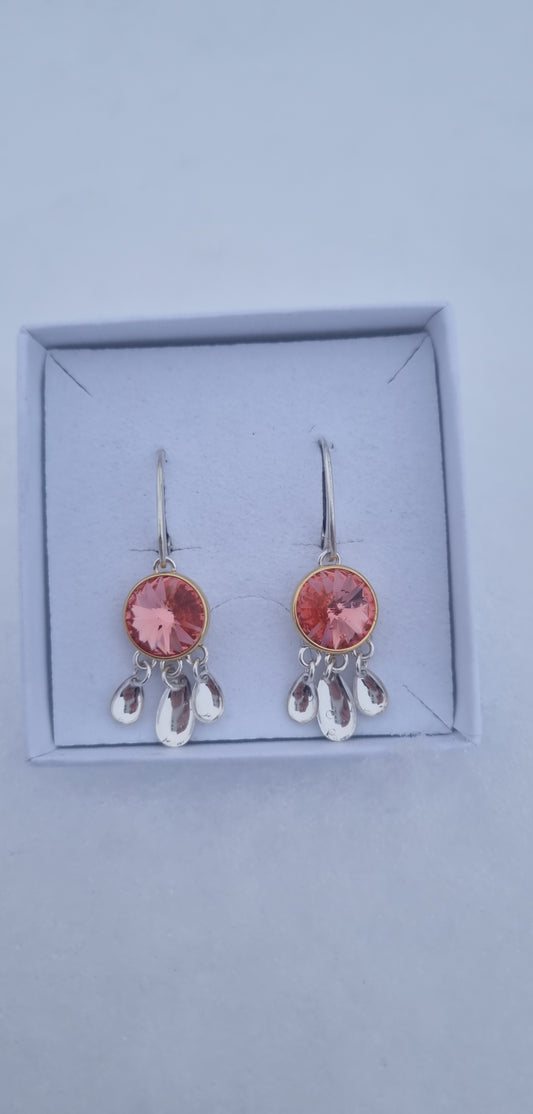 Peach silver and gold earring